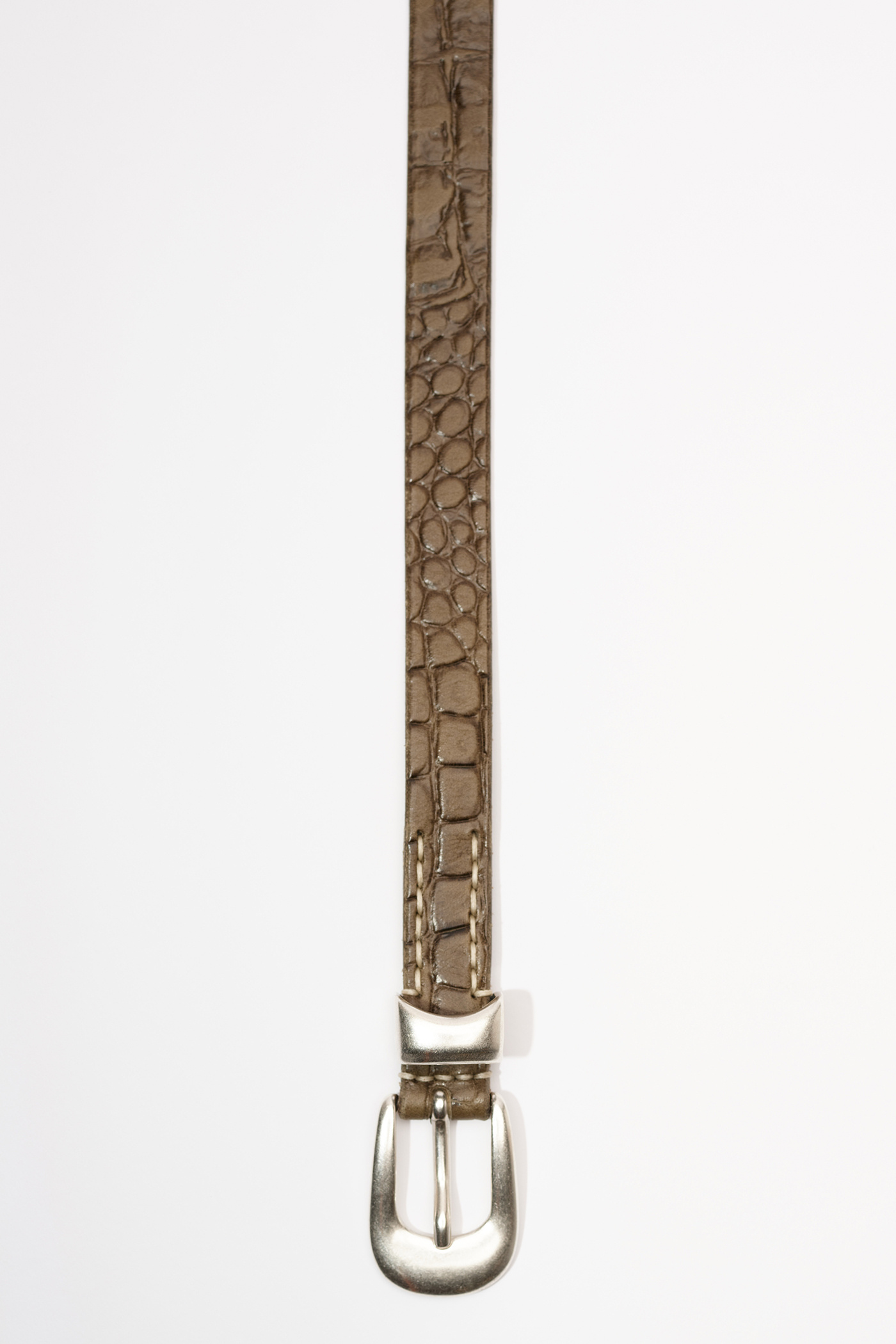 Our Legacy - 2 CM Belt Olive Croco Debossed Leather