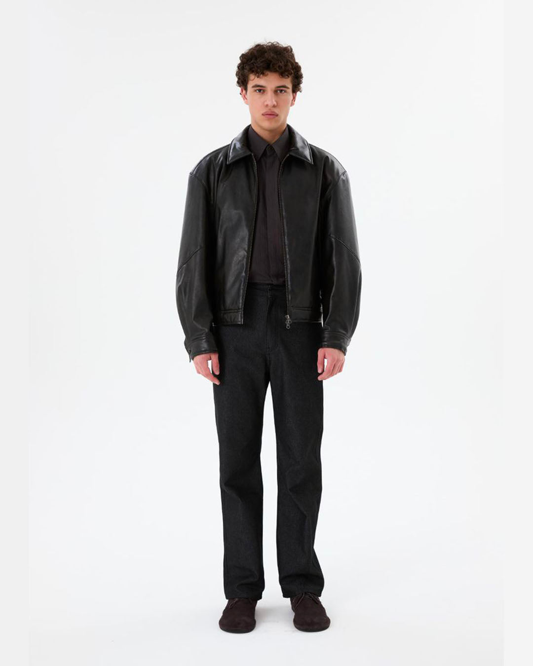 AMOMENTO】SYNTHETIC LEATHER BLOUSON - BLACK