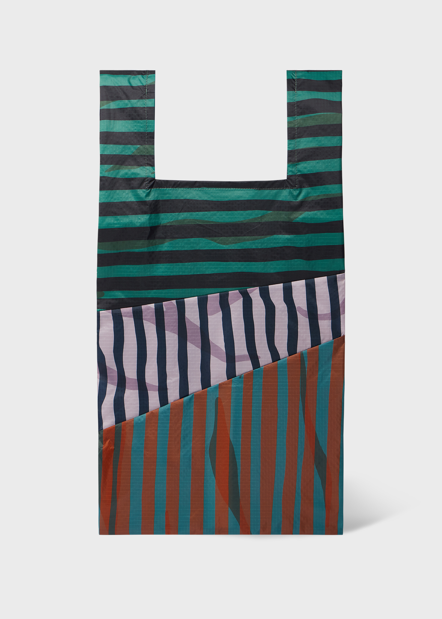 Susan Bijl x Paul Smith - Teal Mixed-Stripe The New Shopping Bag