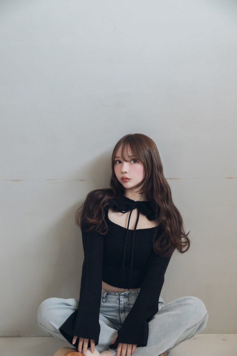 Anita ribbon knit tops color black/beige ¥9900-tax in ふわっとし