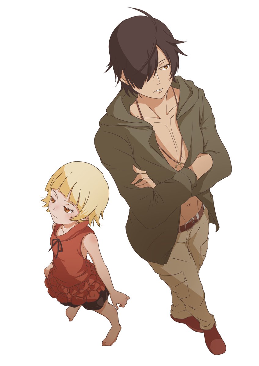 傷物語 忍野 忍・阿良々木 暦🖌 #化物語 #イラスト