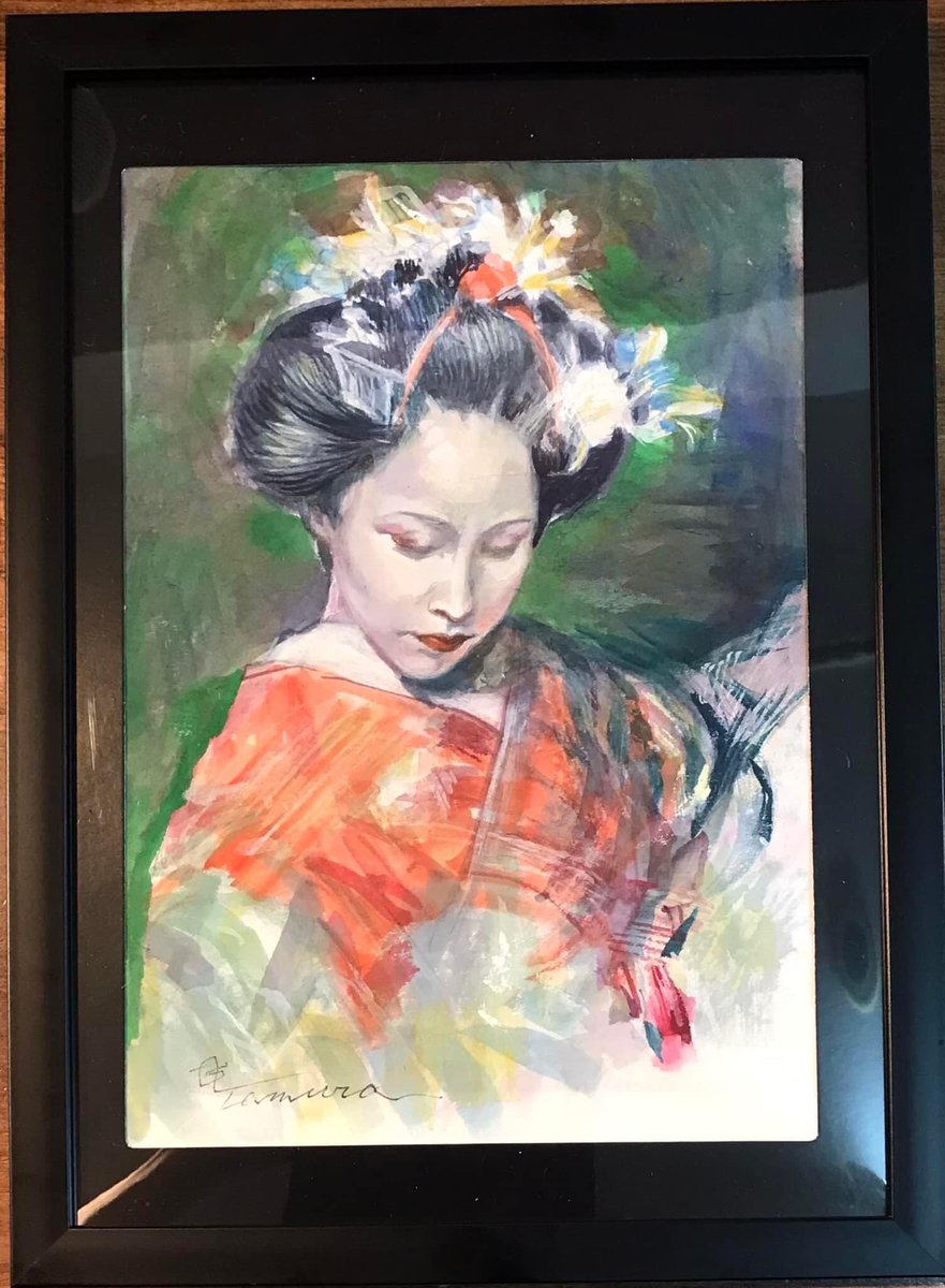 田村誠司 水彩画 女性の肖像「舞妓」 田村誠司 水彩画 女性の肖像