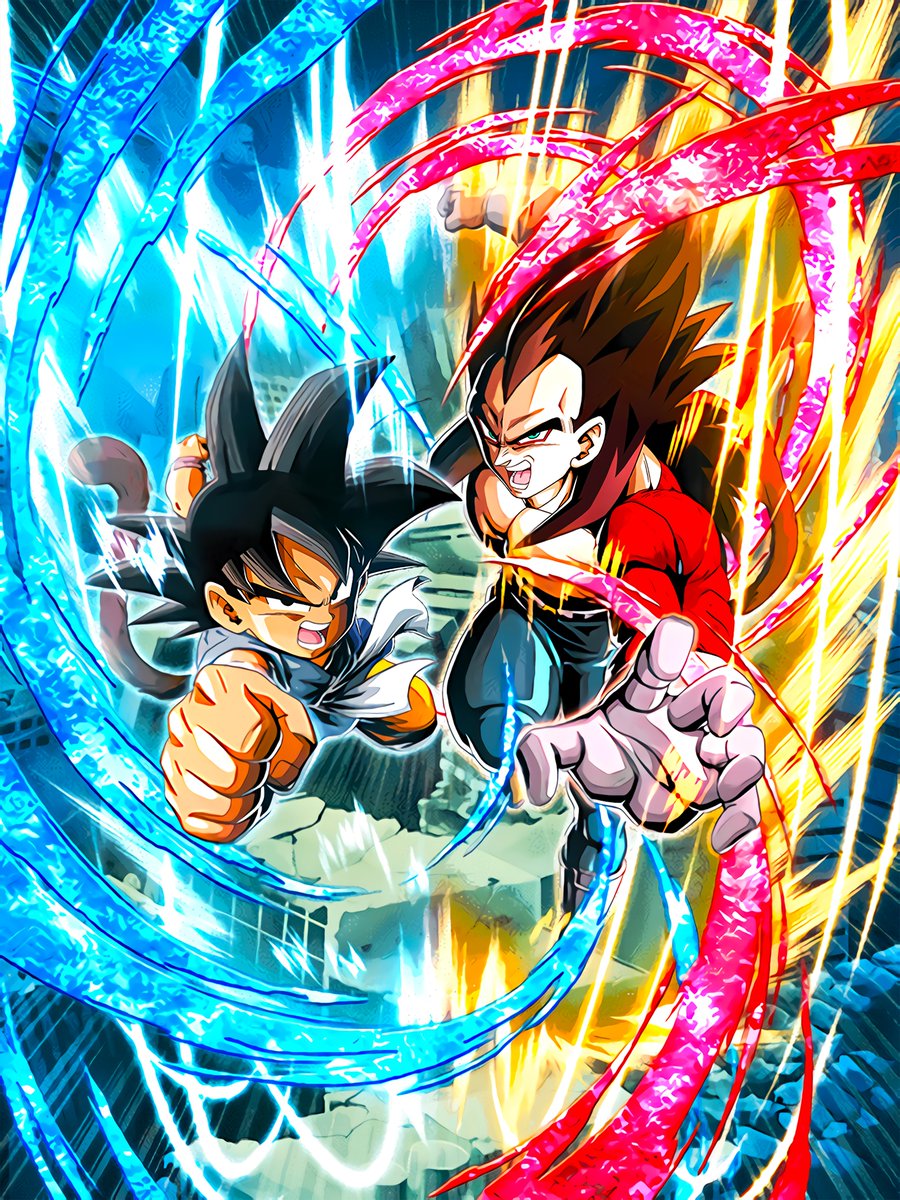 DokkanBattle LR STR Goku (GT) & Super Saiyan 4 Vegeta HD #ドッカン