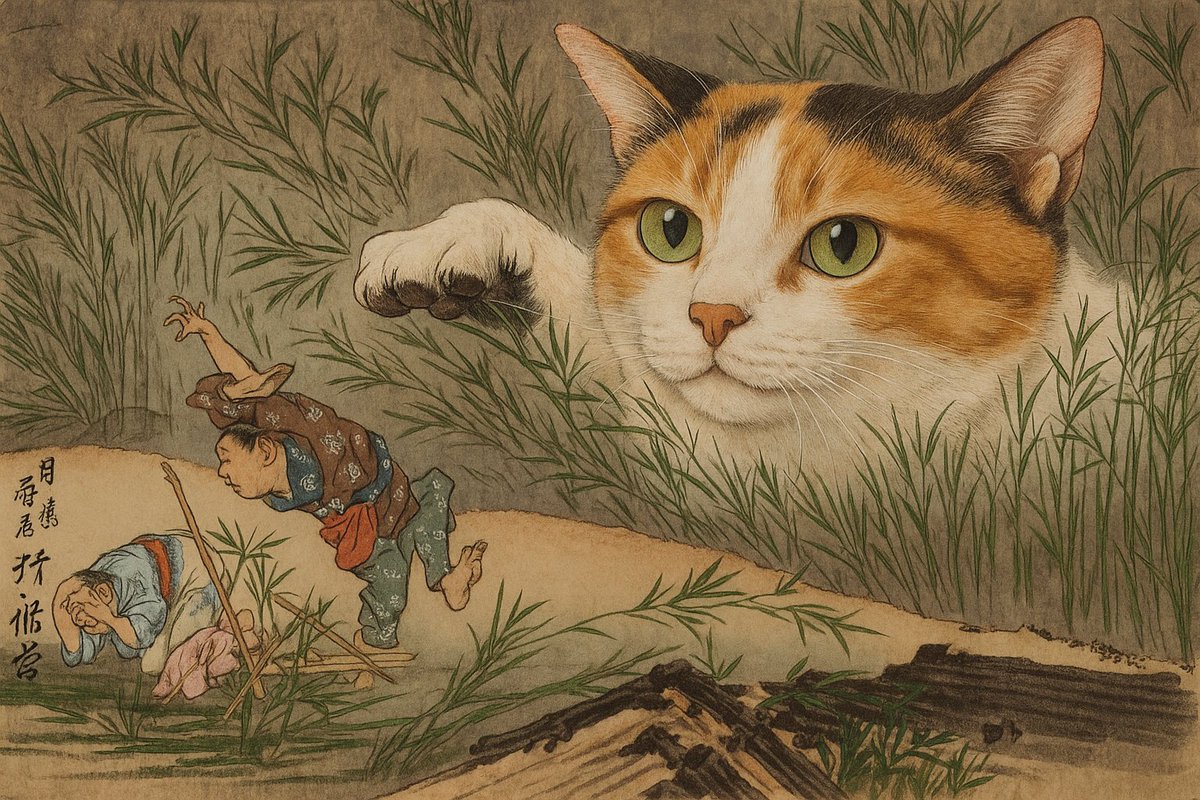 河鍋暁斎（かわなべ きょうさい）の作品の化け猫を、ChatGPTに半力さん