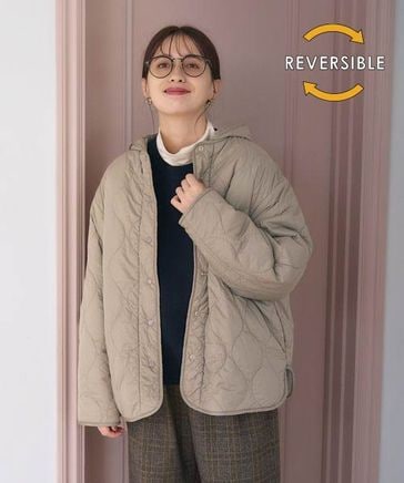 撥水/マシンウォッシャブル】リバーシブルキルトショートブルゾン