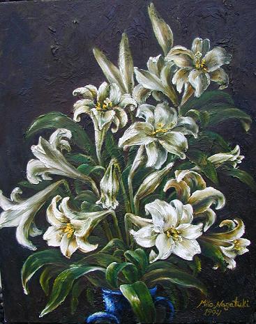 油絵 菅家令子 絵 絵画 インテリア uF6-063604 花 油絵 菅家令子 絵