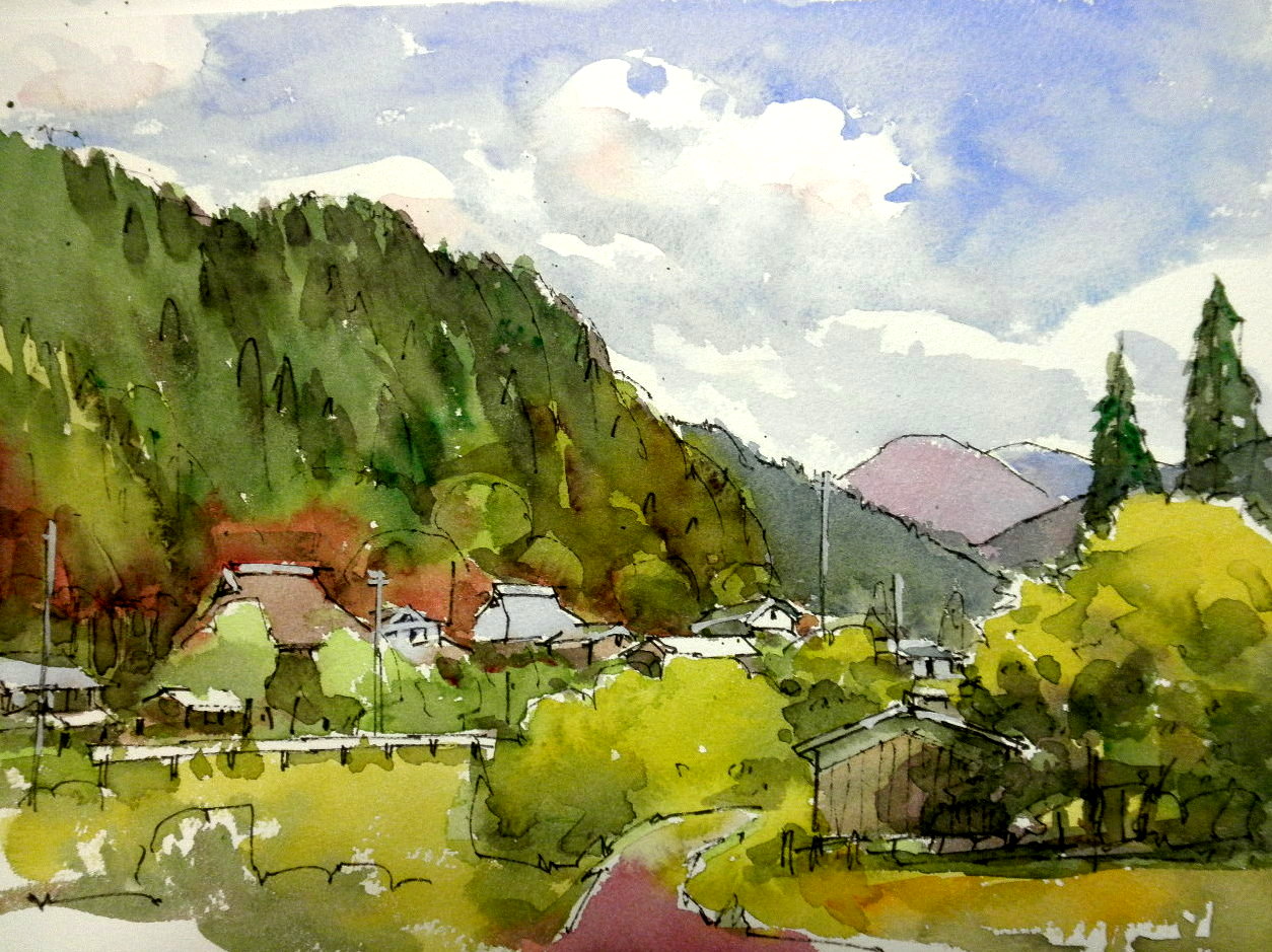 山里の秋 2 : tedkimotoの水彩画