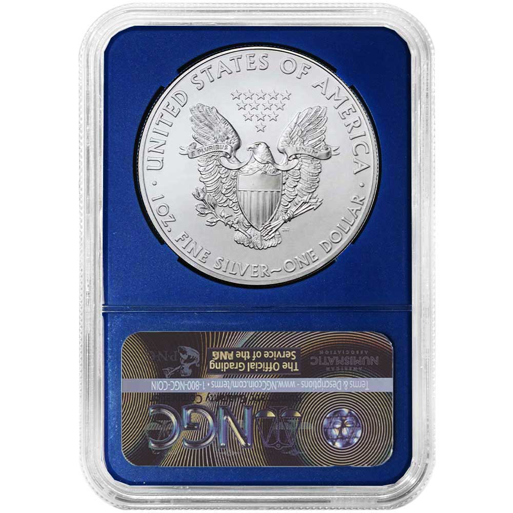 2021 $1 Type 1 American Silver Eagle NGC MS69 Flag Label Blue Core