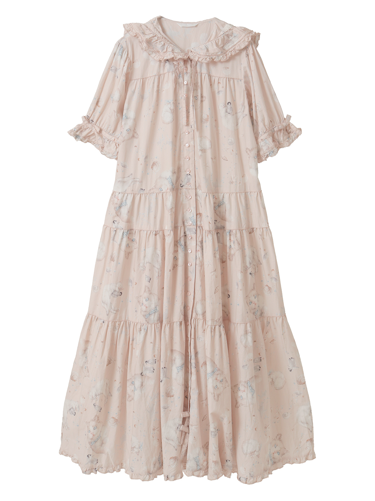 さざ波とねこプリントワンピース｜ピンクハウスオフィシャルオンライン