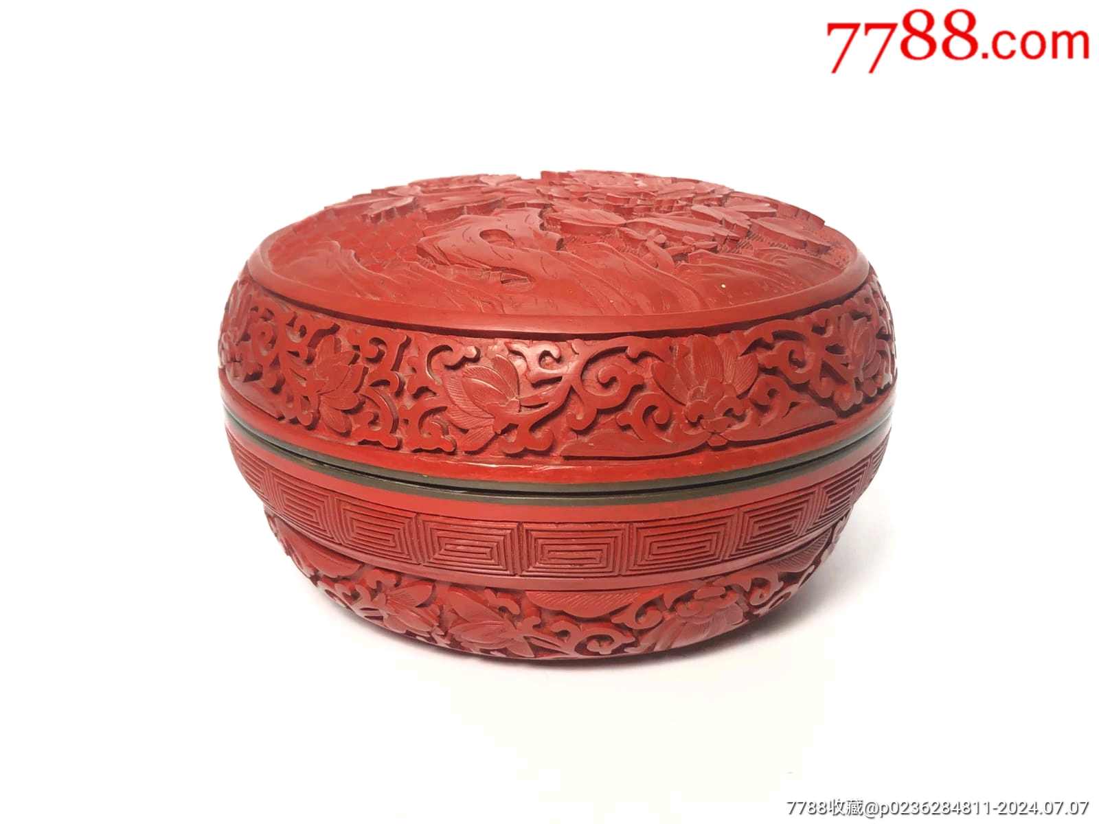 民国剔红漆雕铜胎花开富贵捧盒_漆盒_图片收藏_回收价格_7788老酒收藏