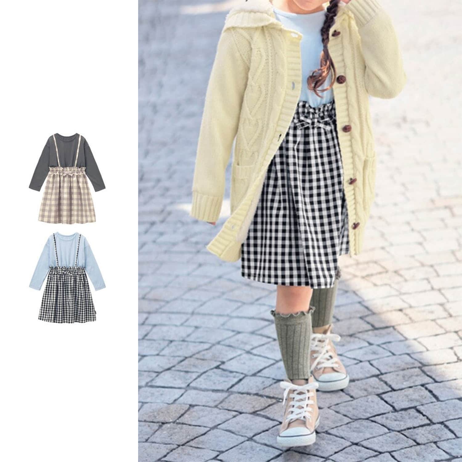ウエストフリルドッキングワンピース（子供服 ワンピース/チュニック