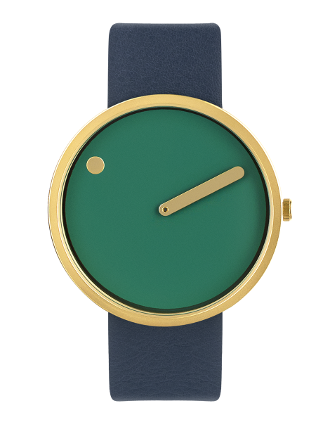 Dusty Green dial / Midnight Blue leather strap 40 mm - PICTO Watches