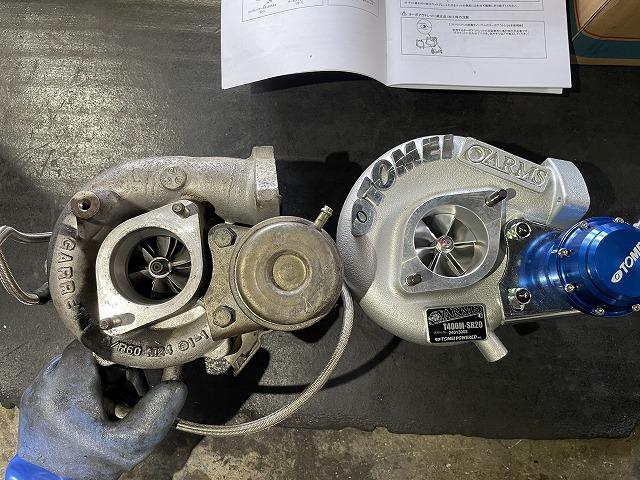 滋賀オートライフハノ シルビアS15のタービン交換(東名T400M)と