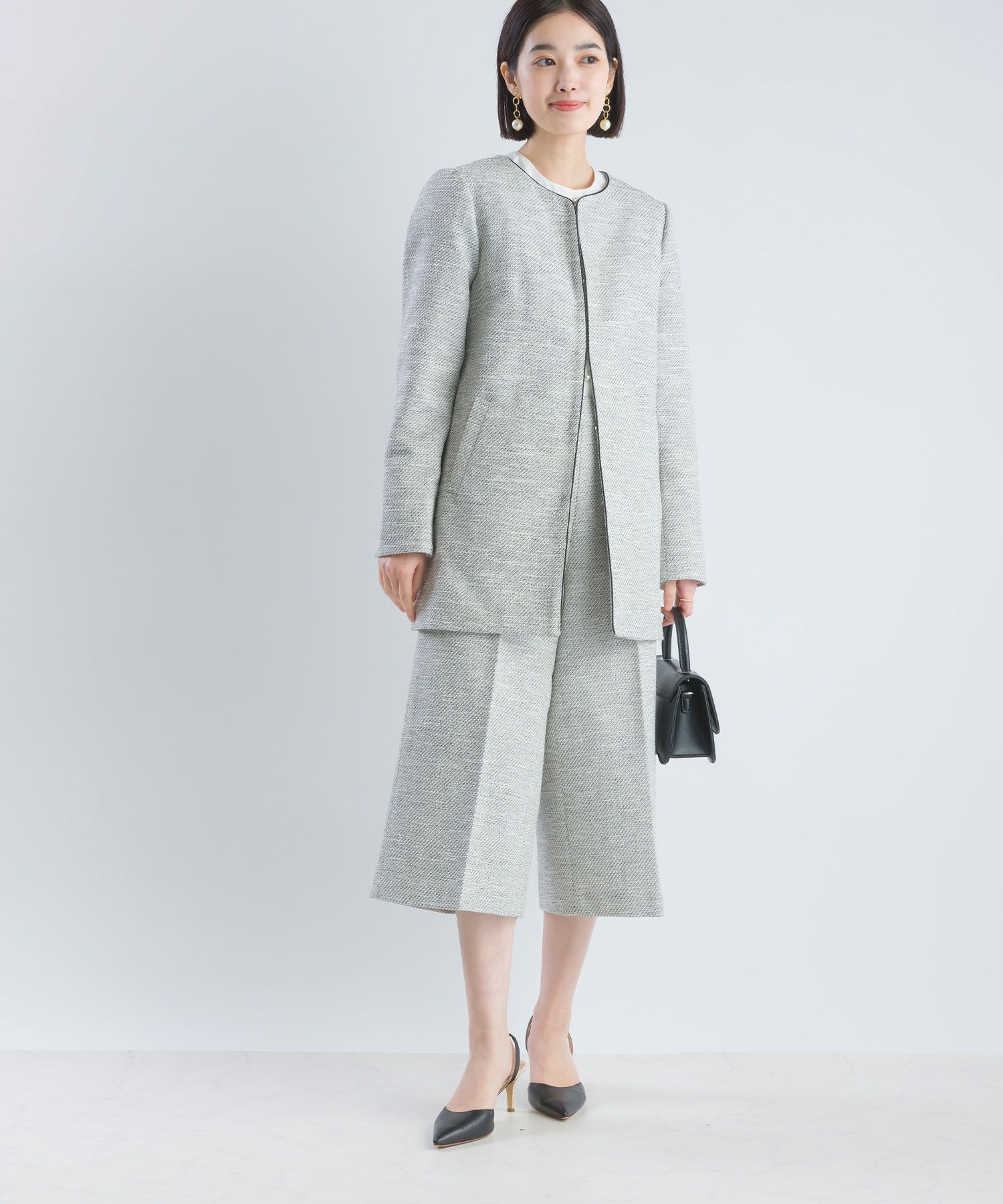 セットアップ対応】綾織りツイードワイドパンツ | PICCIN (ピッチン