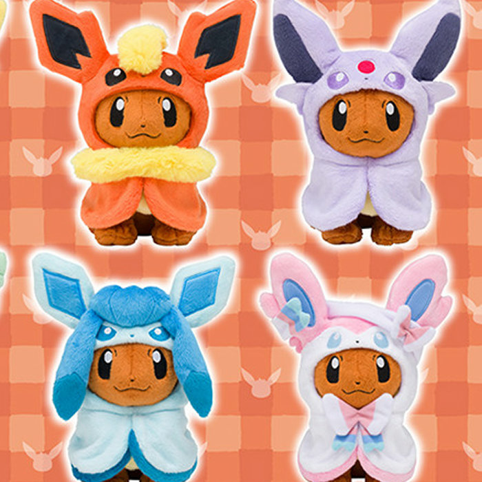 イーブイがブイズのポンチョを着たグッズ登場。人間用の衣装も発売