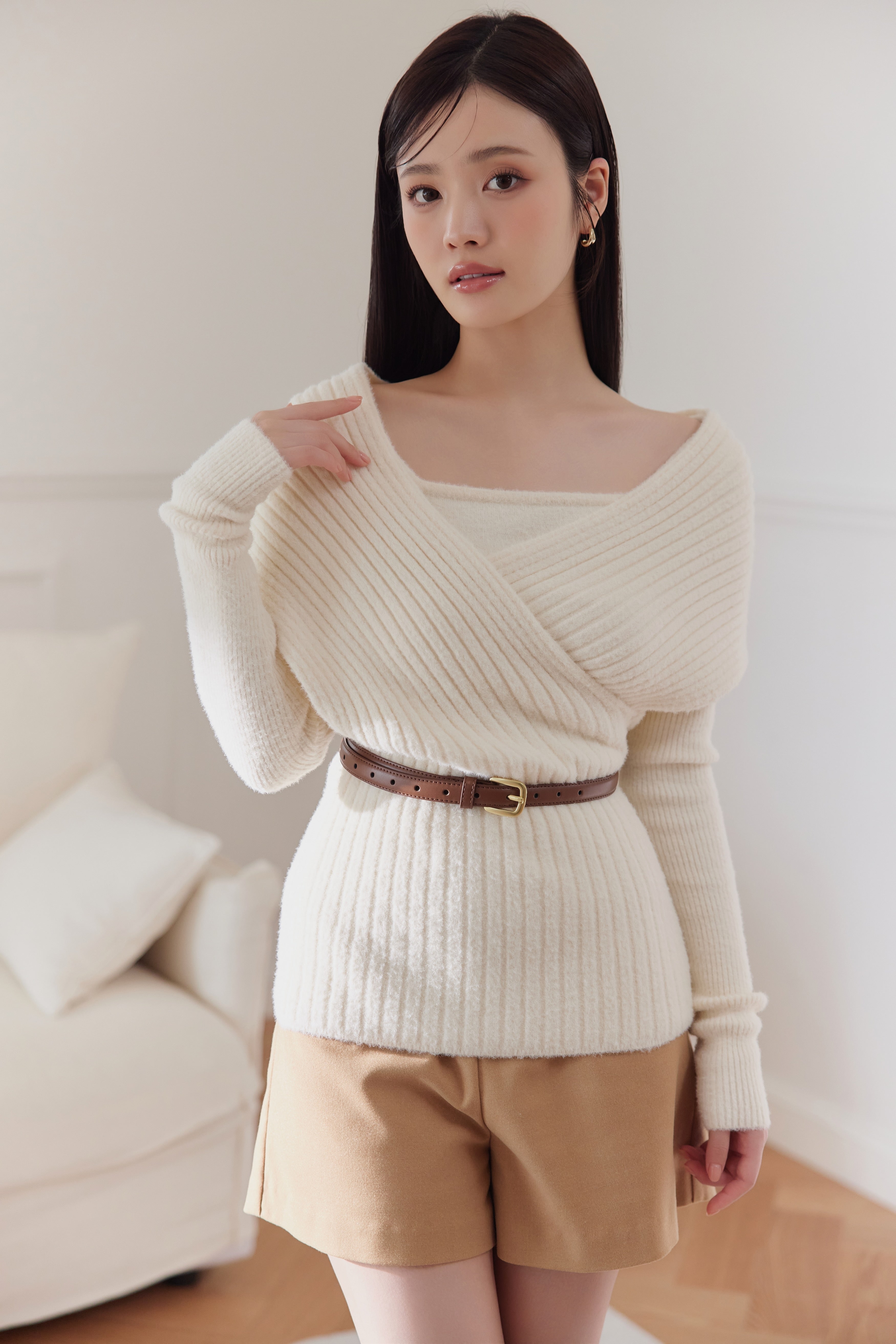 ベルトセットカシュクールオフショルダーニット – poláura OFFICIAL