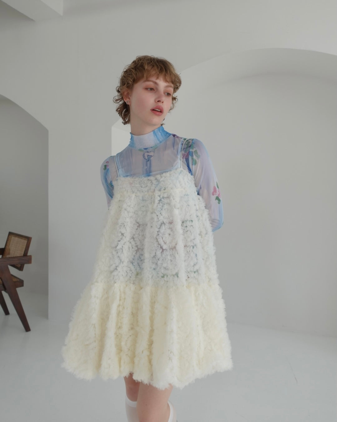 Blooming flowers see-through tops