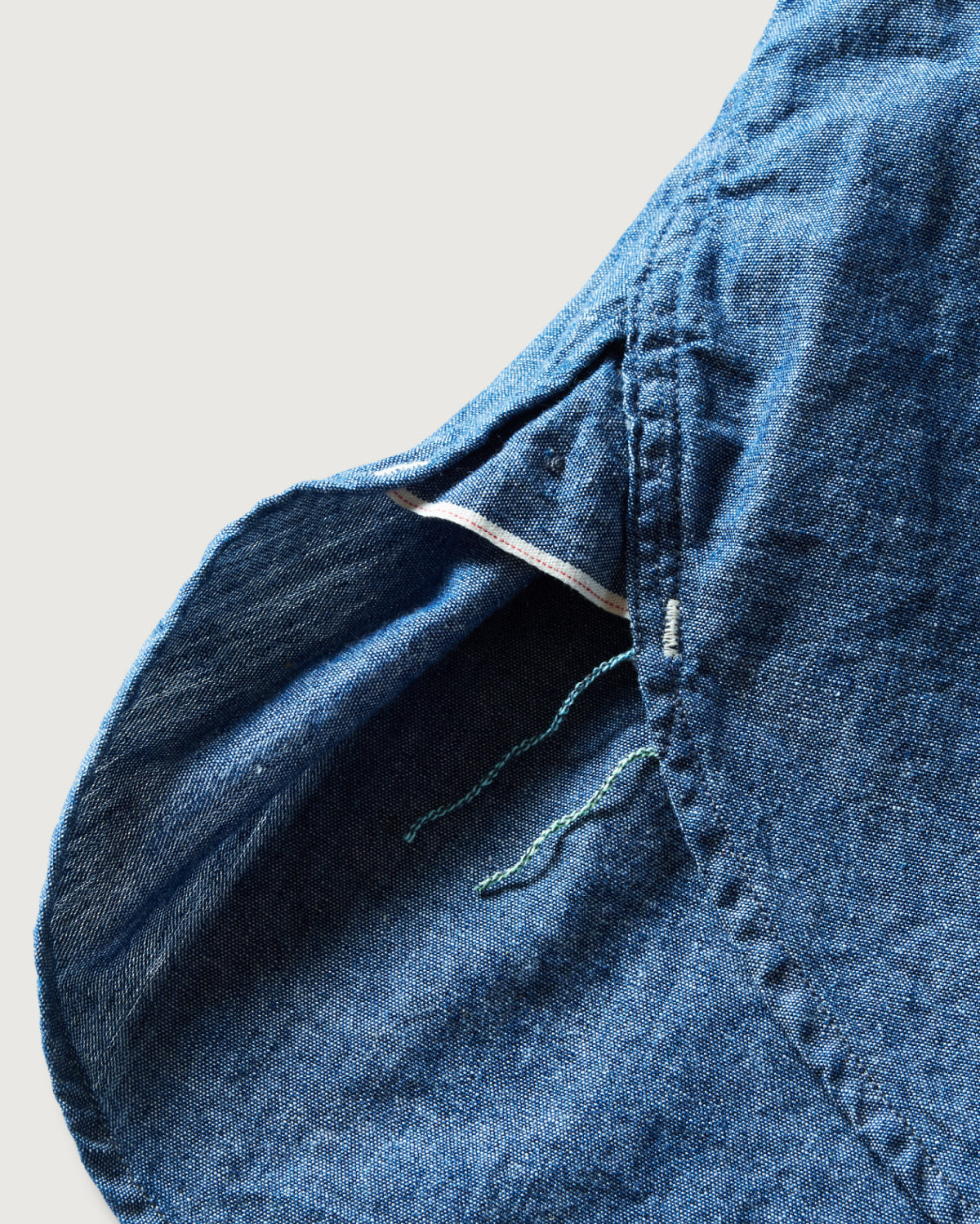 1203S-CC Band Collar Shirt S/S : classic chambray indigo