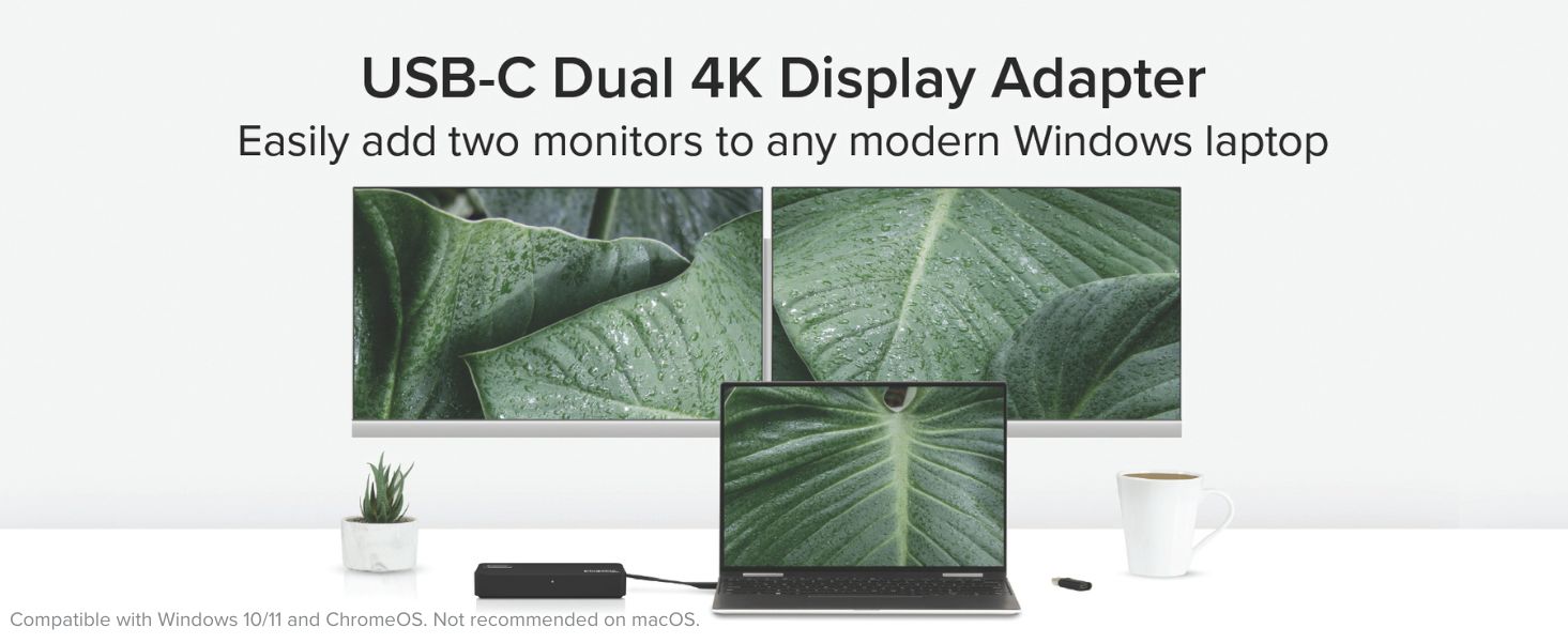 Plugable 4K DisplayPort and HDMI Dual Monitor Adapter for USB 3.0