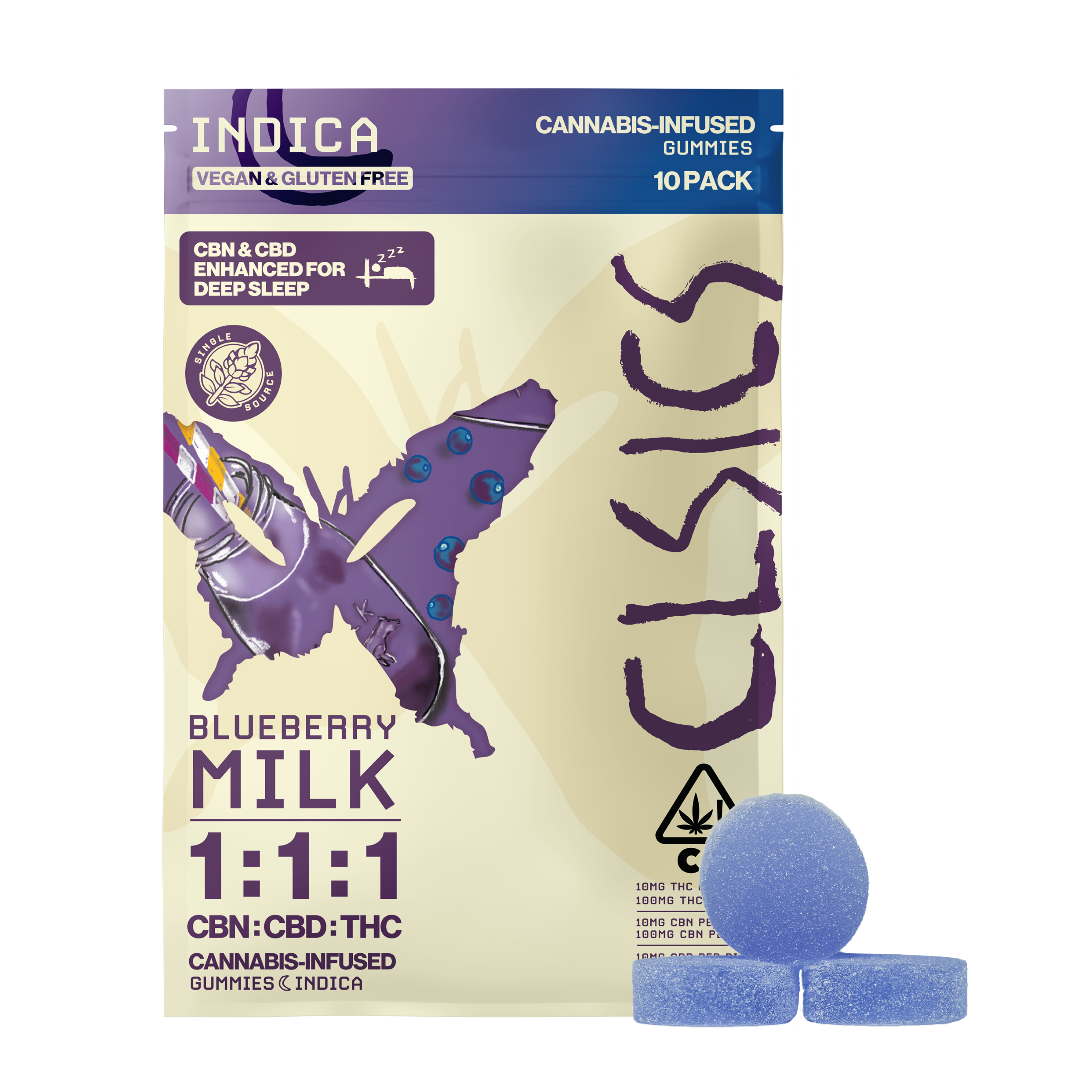 Shop Blueberry Milk - CBN Sleep [10pk] (100mg CBN/100mg CBD/100mg