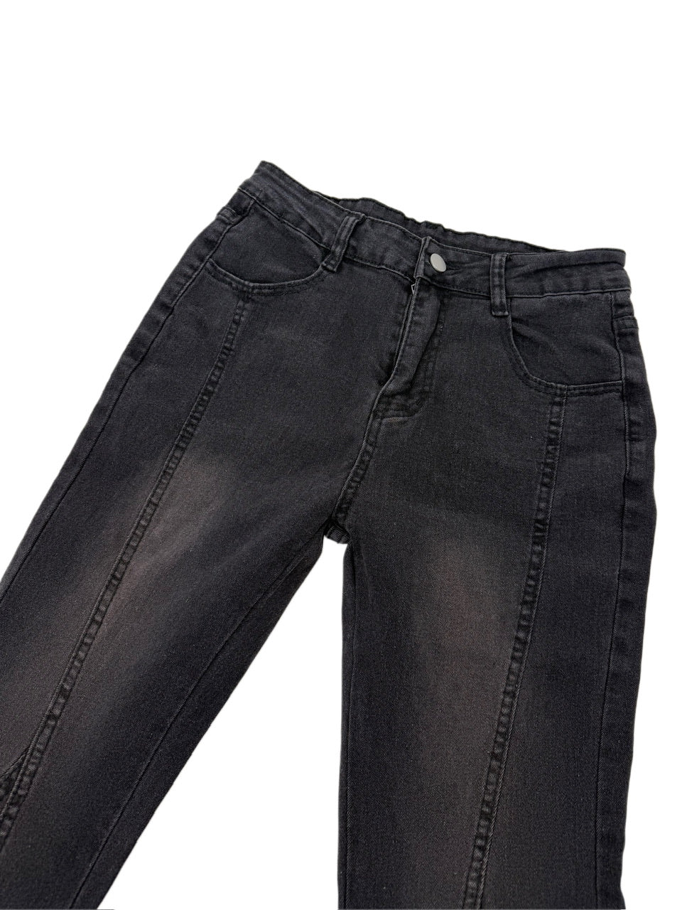 国際配送【Nerd out XU】check frill hem flare denim pants