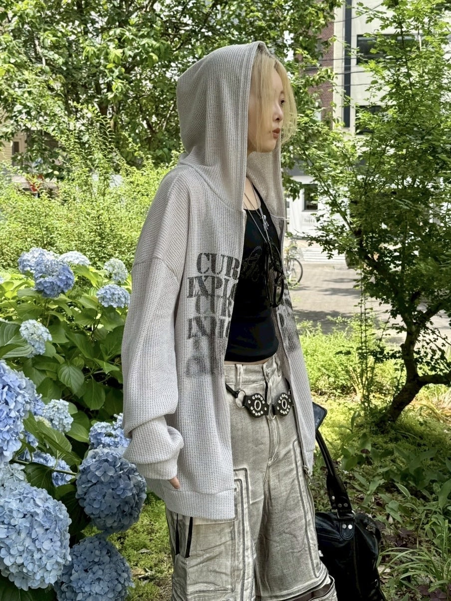 受注制【Never mind the XU】mesh zip up hoodie (3color) / 【ネバー