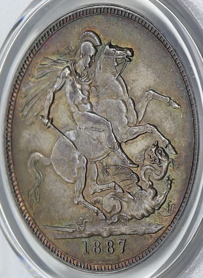 1887年 イギリス ヴィクトリア女王 ジュビリーヘッド 1クラウン銀貨 S