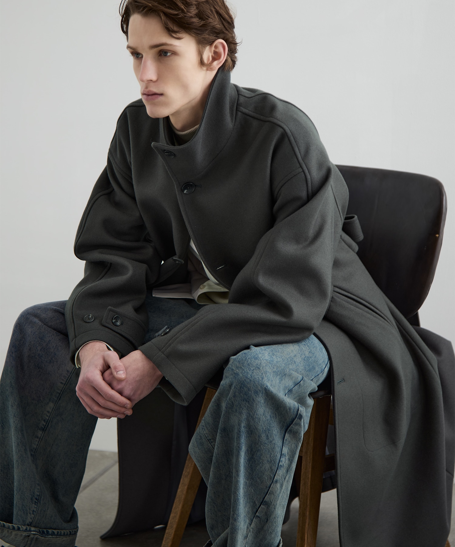 Super140sメルトンスタンドコート(1 DARK GREY): : メンズ｜PUBLIC