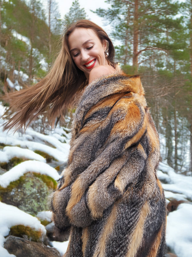 Vintage American Gray Fox Coat - Size M– Purple Shoshana Furs