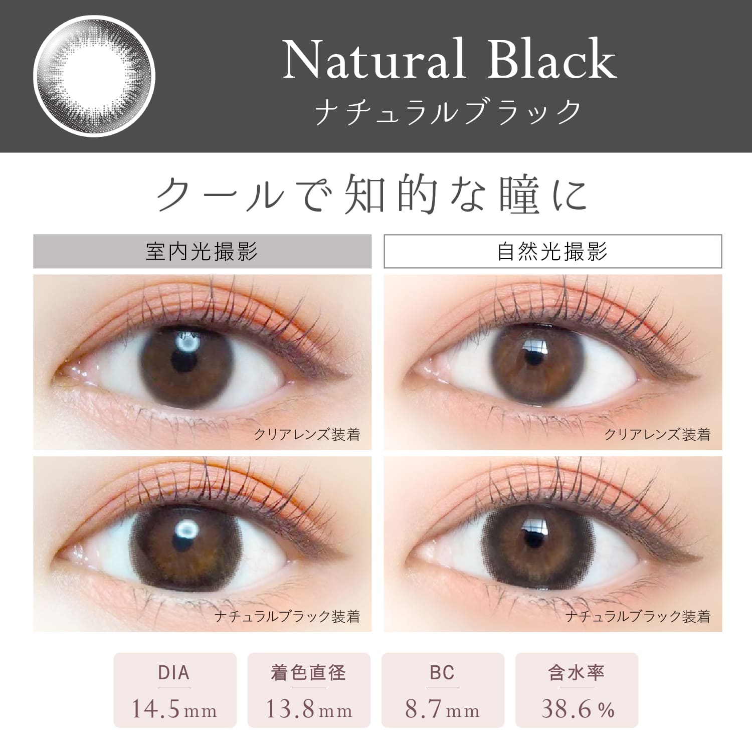 ナチュラルブラック [EverColor] | 1dayカラコン - DIA 14.5mm | Push