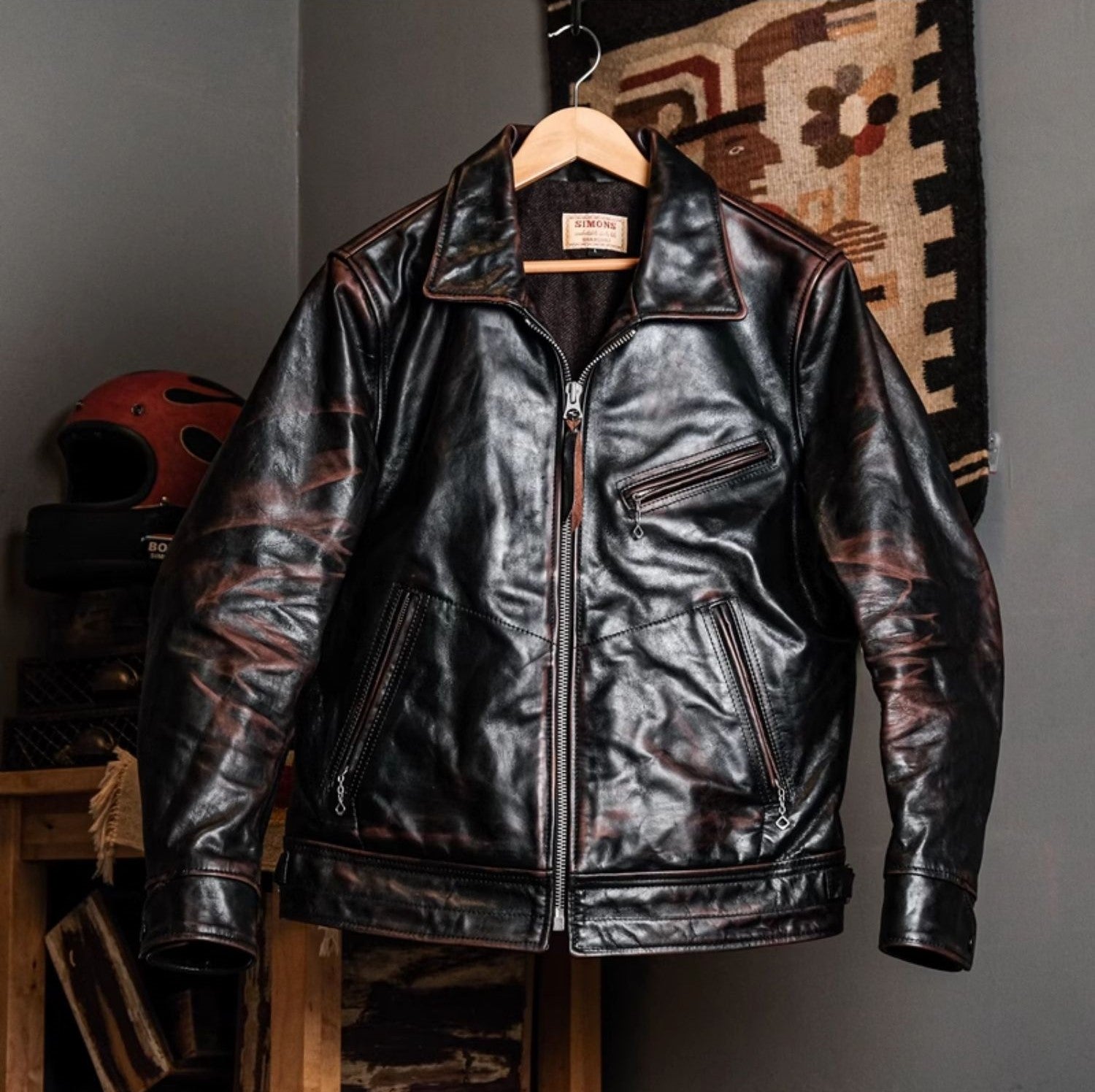 STANDARD MOTORCYCLE LEATHERS 38 茶芯ブラック STANDARD MOTORCYCLE