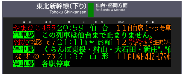 発車標シミュレーター - 鉄道駅の発車案内板(LED電光掲示板