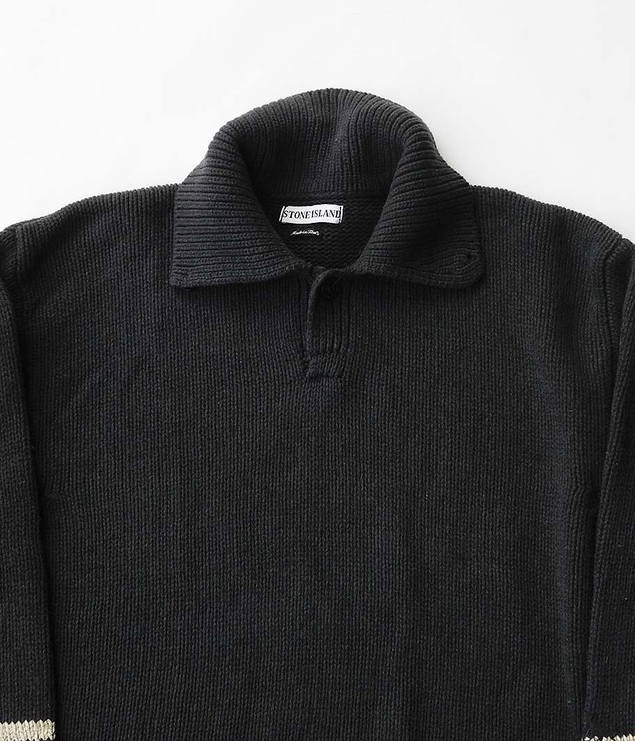 90's STONE ISLAND Polo Button Wool Sweater - Fresh Service