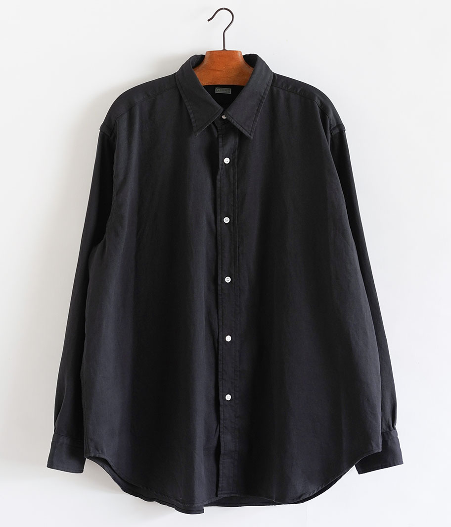 A.PRESSE Double Weave Twill Regular Collar Shirt [BLACK] - Fresh
