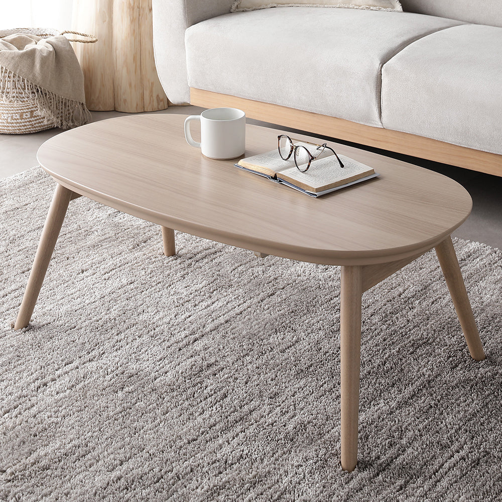 オーバル 楕円 細脚折りたたみ式 こたつテーブル単品 幅90×50cm