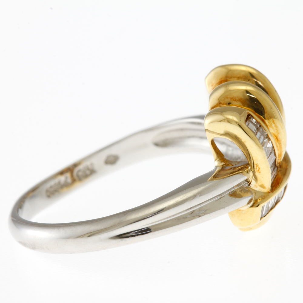 Ring size 10, 2 colors, Pt850 platinum, K18 yellow gold, diamond