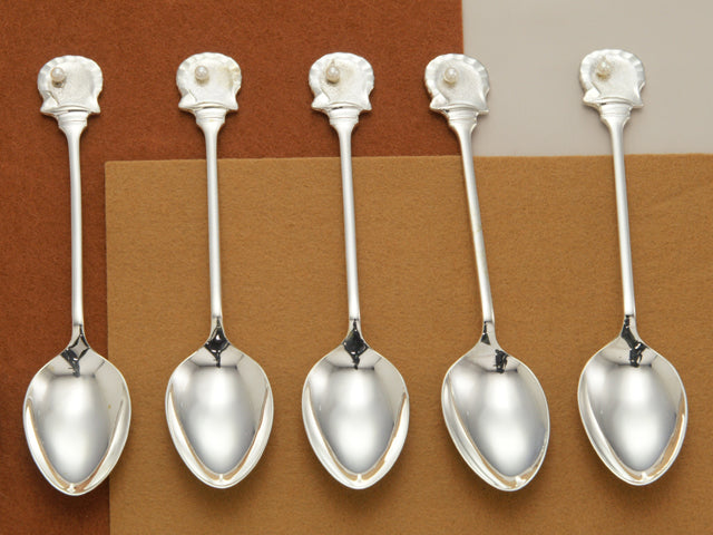 SV925 銀製 スプーン 5本セット 貝 パール 真珠 ティースプーン