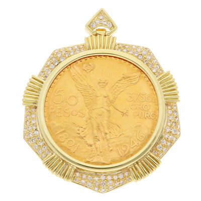 メキシコ 50ペソ 勝利の女神 ダイヤモンド D1.57 1946 ペンダント