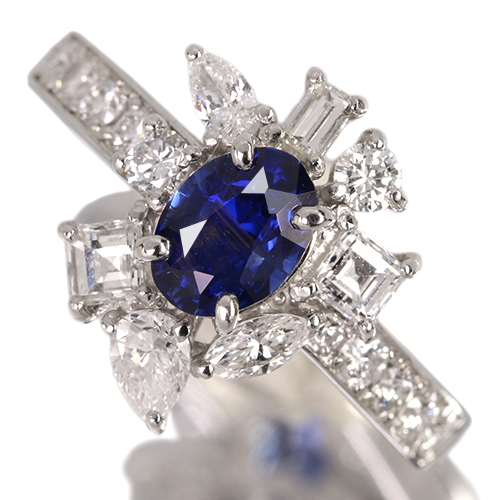 スリランカ産非加熱ブルーサファイア 1.7ct ダイヤモンド 1.0ct