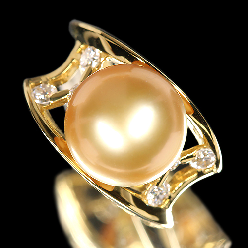 南洋ゴールデンパール 11.1㎜ ダイヤモンド 0.4ct イエローゴールド