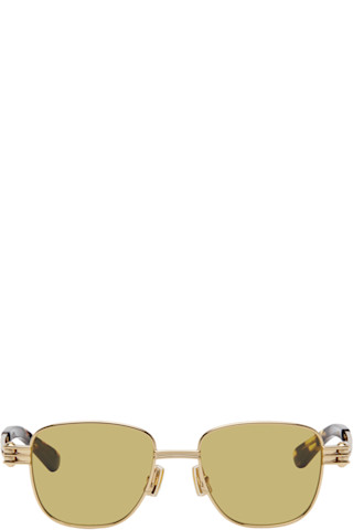 Bottega Veneta: Gold Bolt Sunglasses | SSENSE Canada