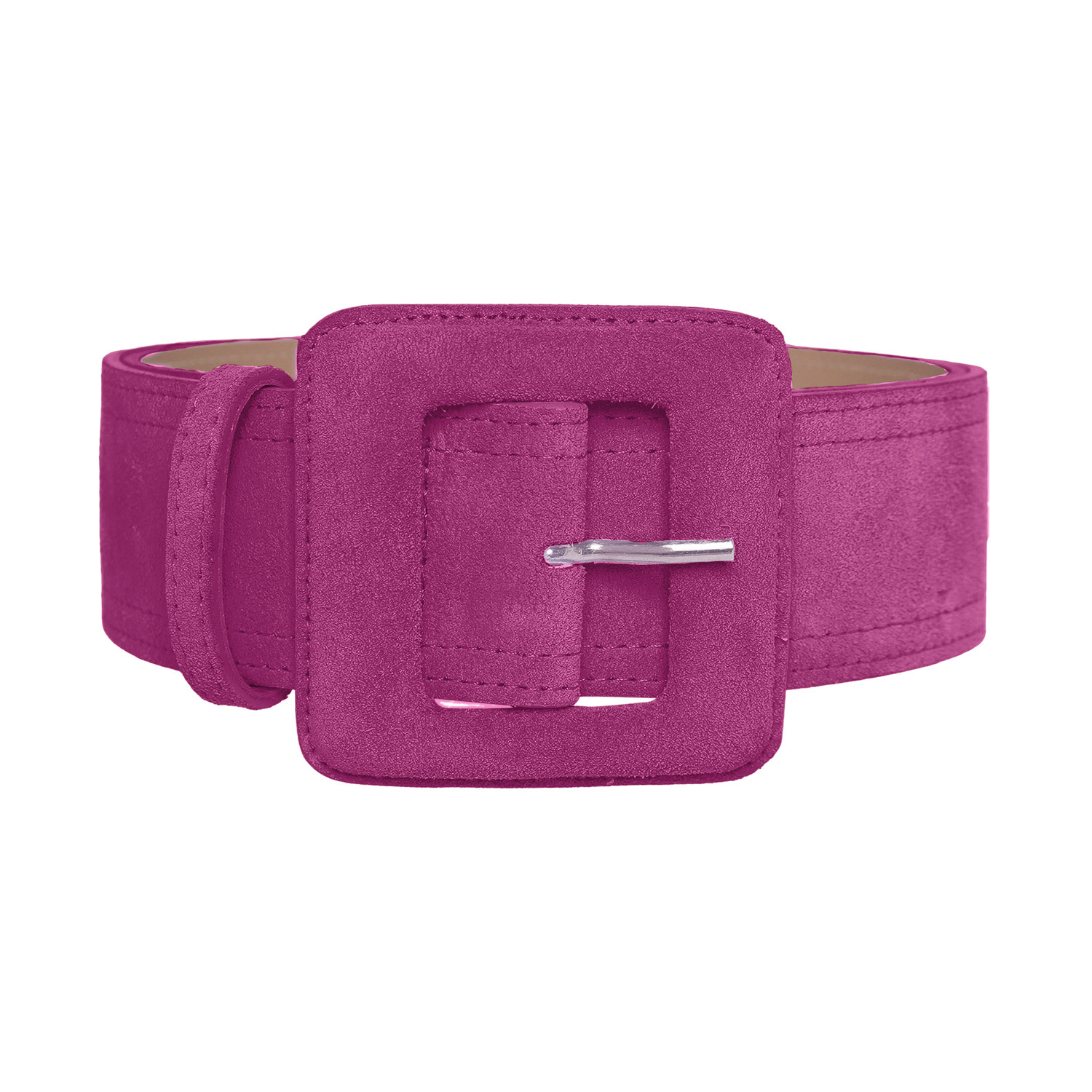 Suede Square Buckle Belt - Fuchsia | BeltBe | Wolf & Badger