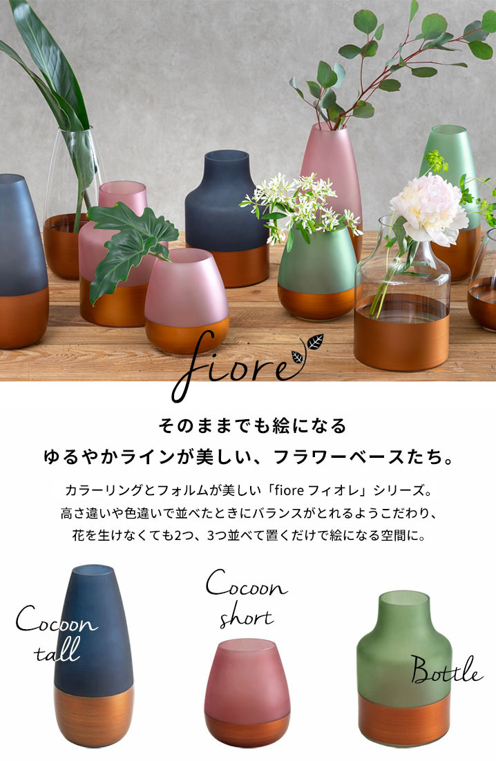 花瓶 フラワーベース 高さ22cm ボトルタイプ ツートンカラー クリア