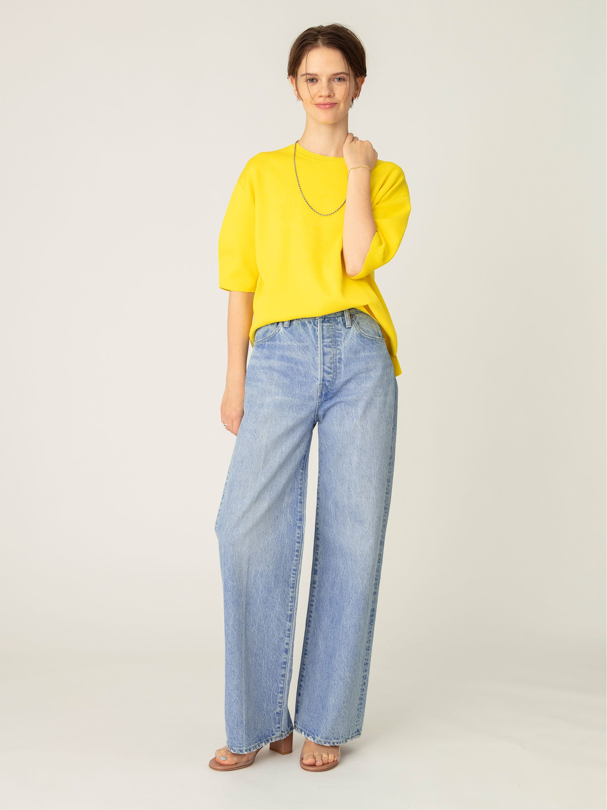 ウォッシュドデニム ワイドストレート パンツ｜ebure(エブール)｜Ron