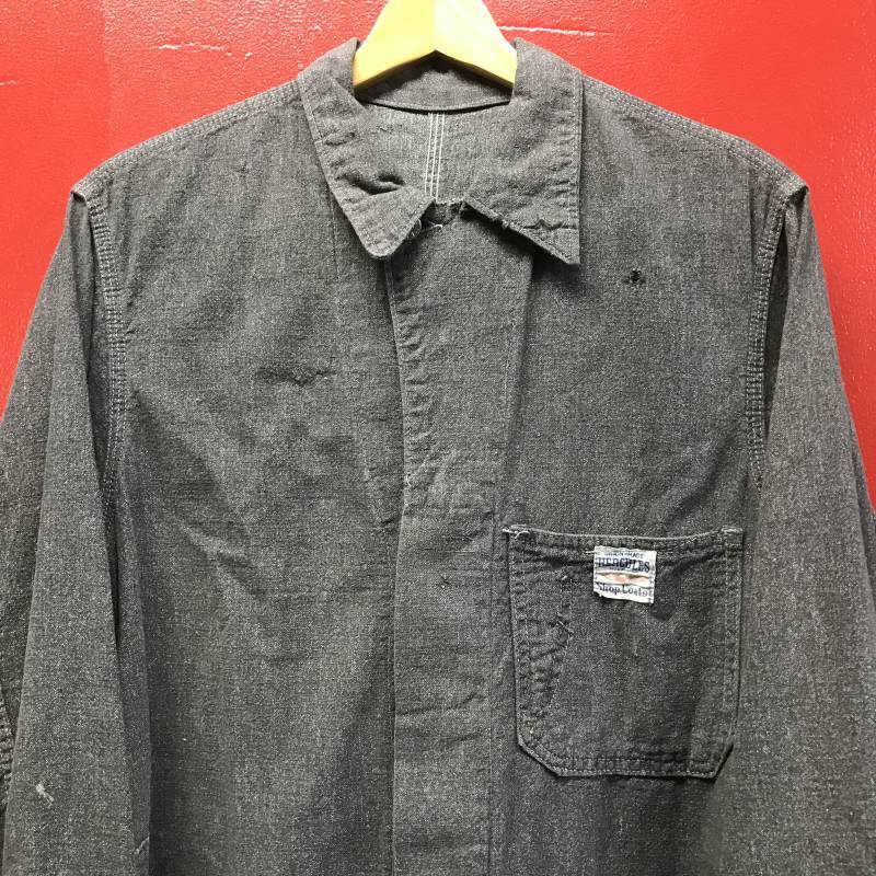 1950'S HERCULES BLACK CHAMBRAY SHOP COAT SZ/38 ブラック