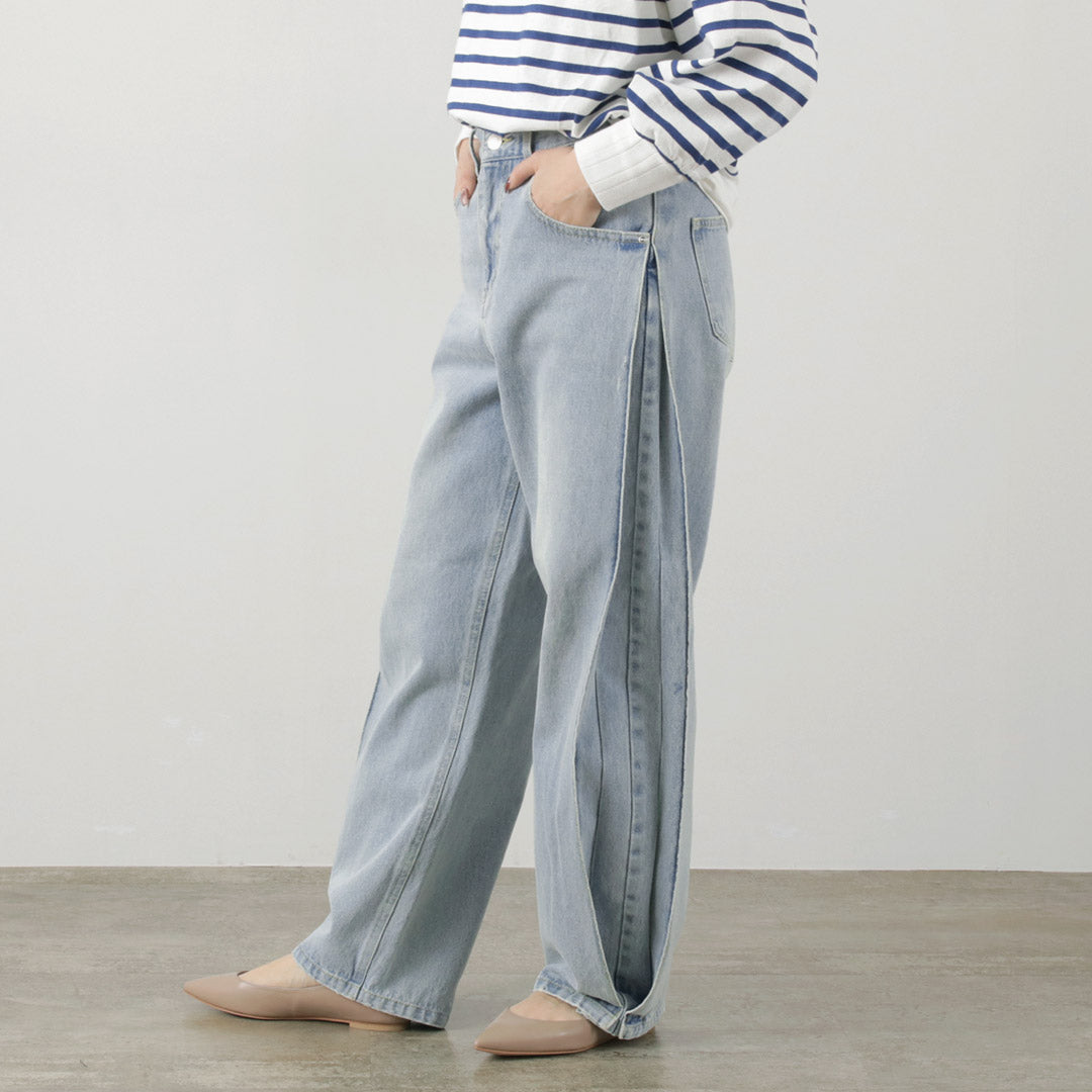 YENN（イェン） サイドプリーツ デニムパンツ / レディース ボトムス