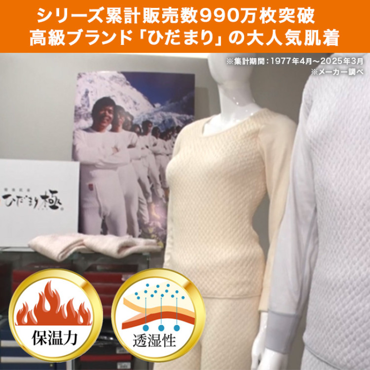 健康肌着　ひだまり　レディース上下セット　1月限定お値下げ ひだまり 極 婦人用◇上下セット(8分袖インナー＋スラックス下) KWS