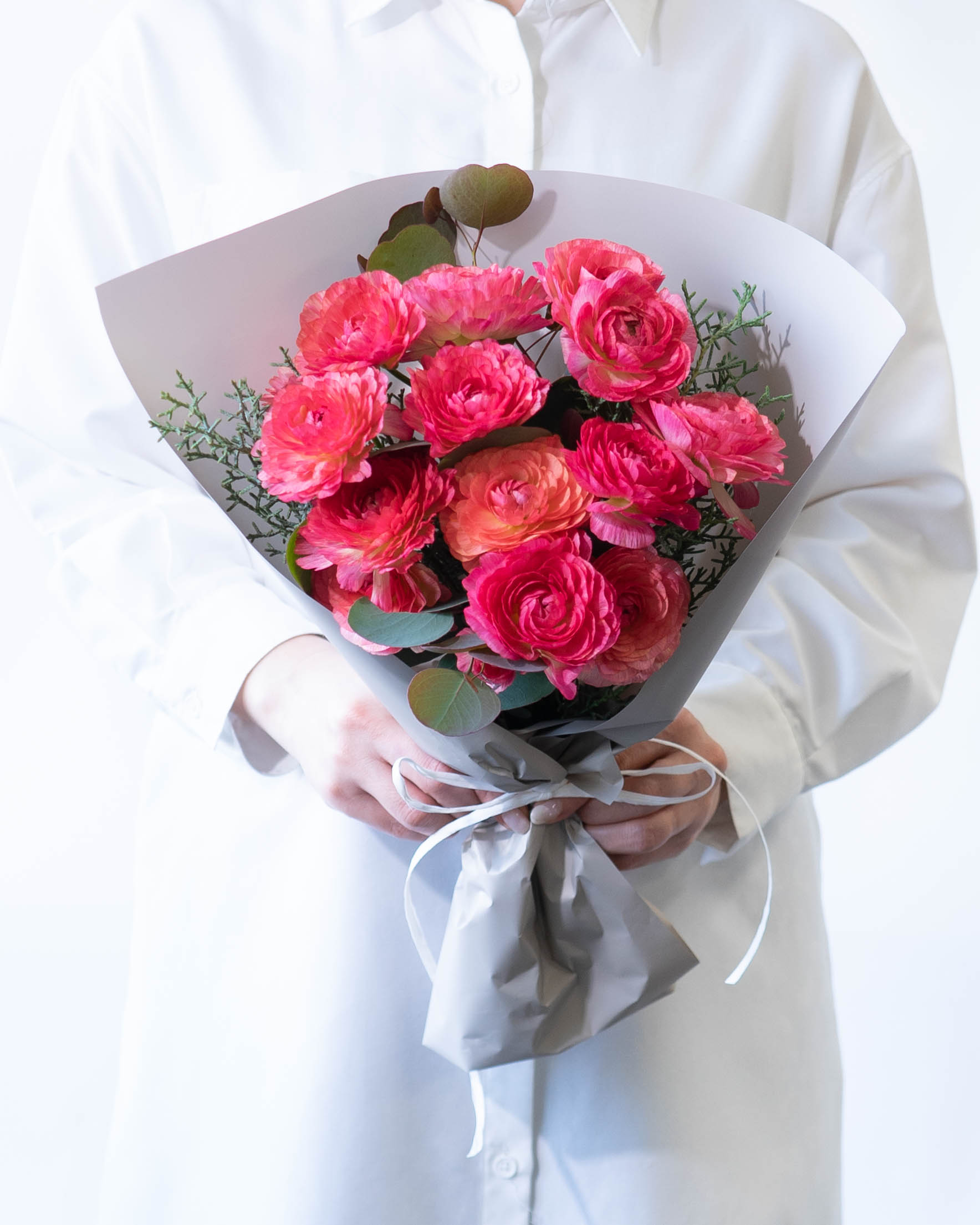 産地直送 ラナンキュラス 花束 ピンク M／福岡 すぎファームからお届け