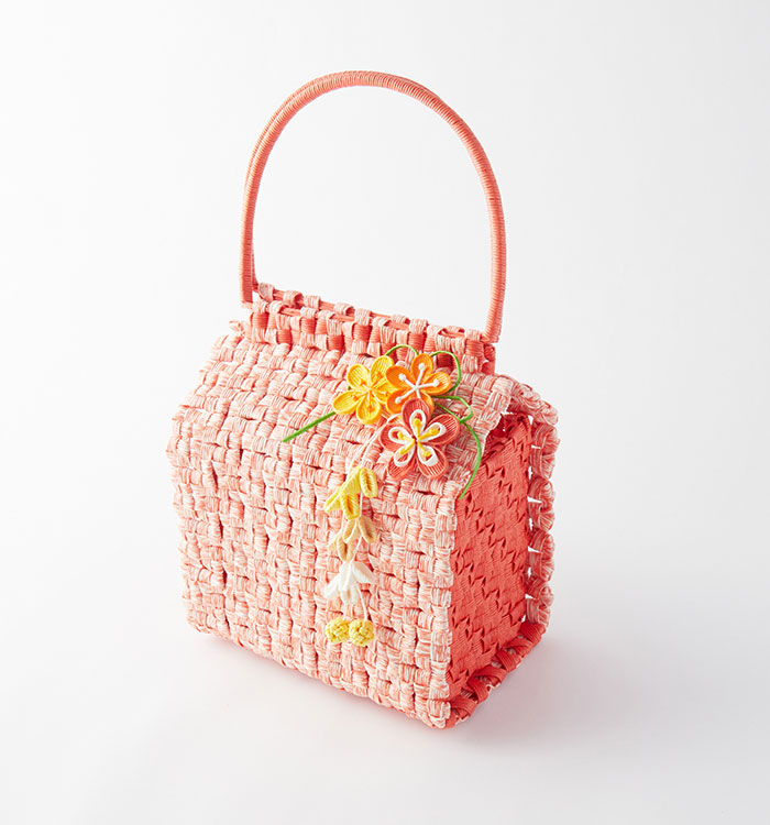 POTECCHINO ポテチーノ赤い花飾り付きかごバッグ POTECCHINO