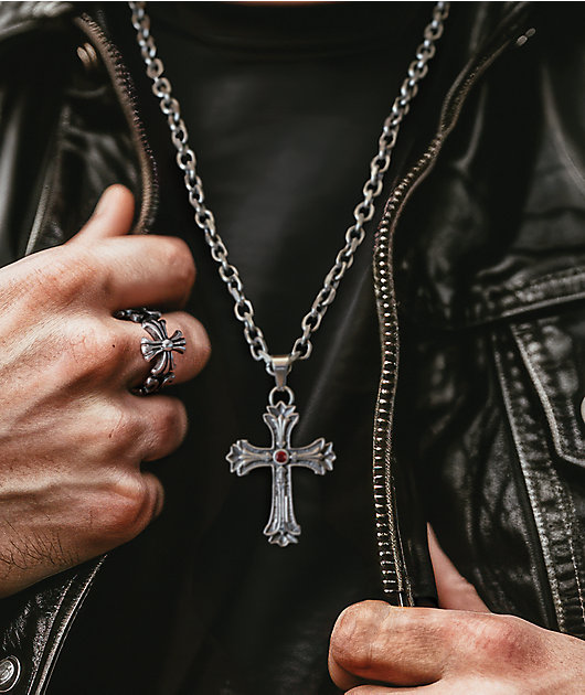 King Ice Biker Cross Stainless Steel Necklace | Zumiez